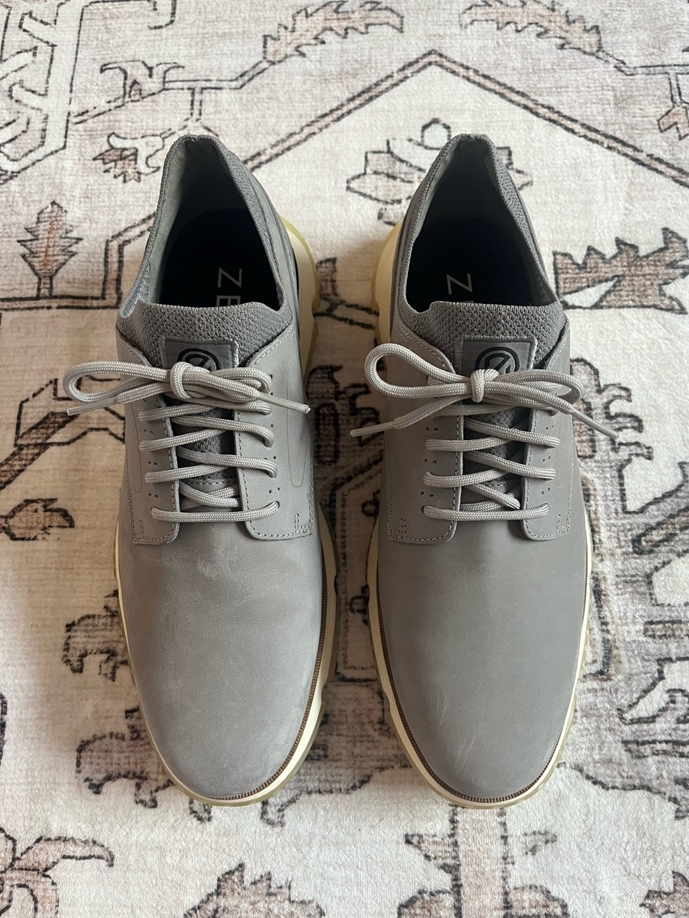 Cole Haan Nubuck Gray leather Men's Casual Lace-Up Oxfords